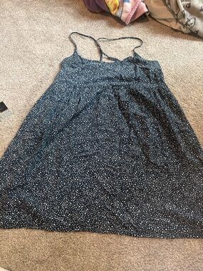 Roxy Navy and White Polka Dot Spaghetti Strap Mini Dress
